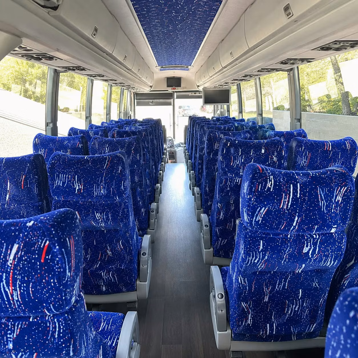 56 passenger charter bus inside